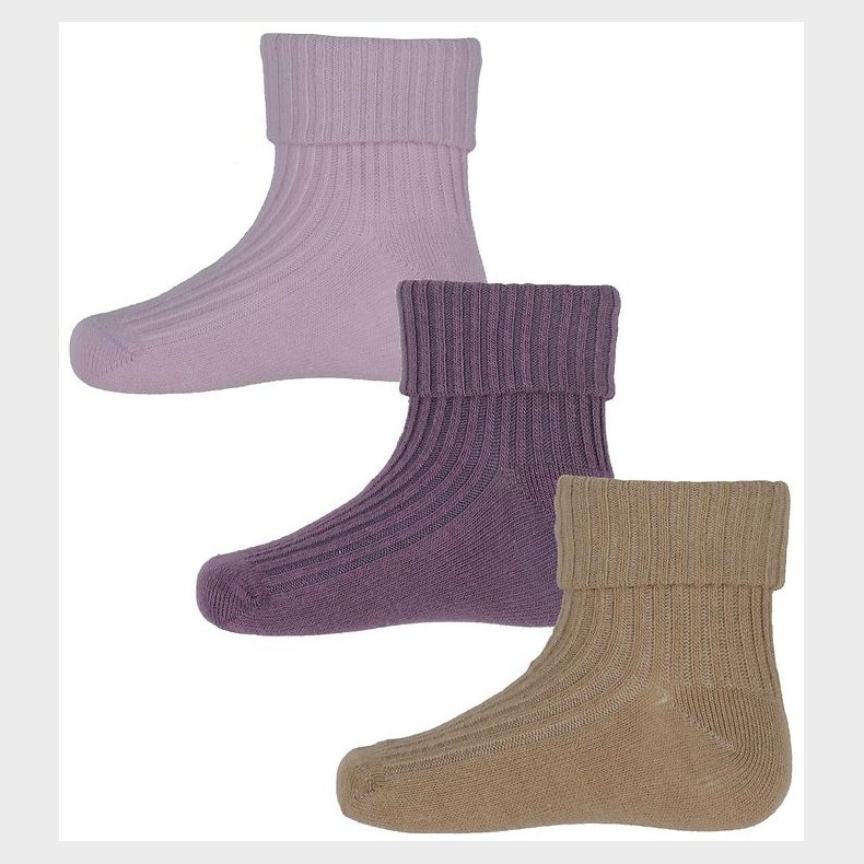 Minymo Str�mper - 3-Pak - Rib - Very Grape