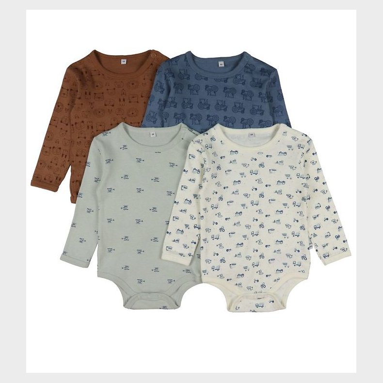 Pippi Baby Bodyer l/ - 4-pak - Blue Mirage