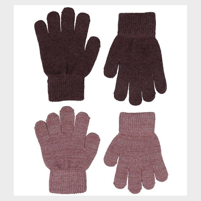 CeLaVi Handsker - Uld/Polyester - 2-pak - Rose Brown m. Glimmer