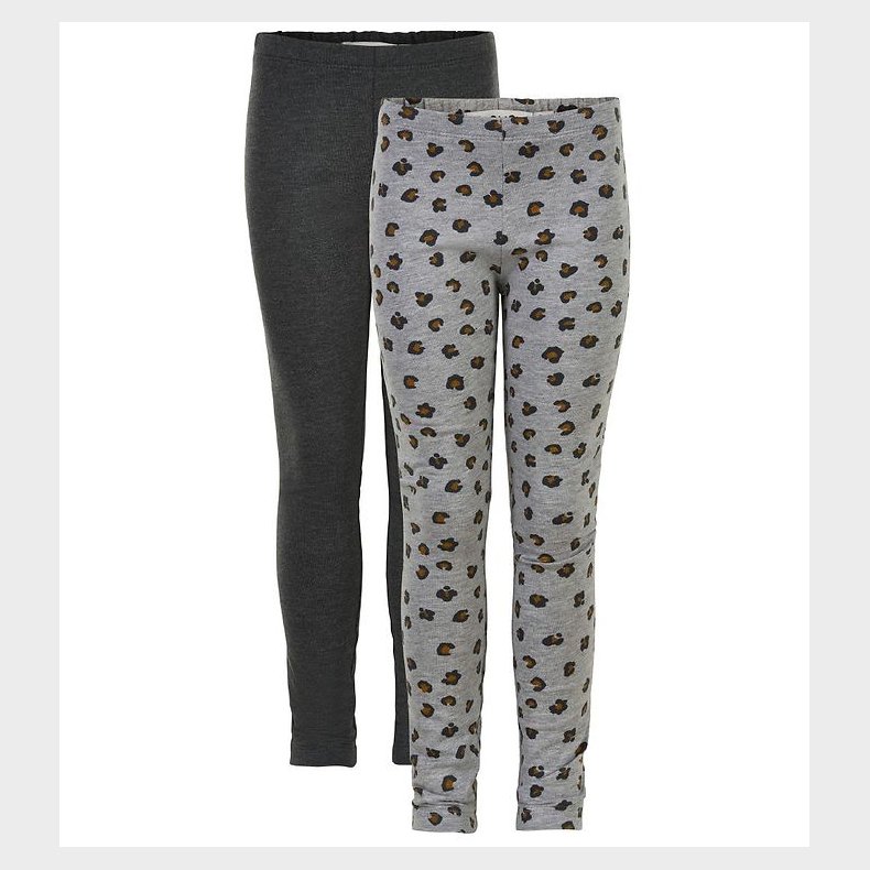 Minymo Leggings - 2-pak - Gr�meleret/Leopard