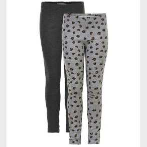 Minymo Leggings - 2-pak - Gr�meleret/Leopard