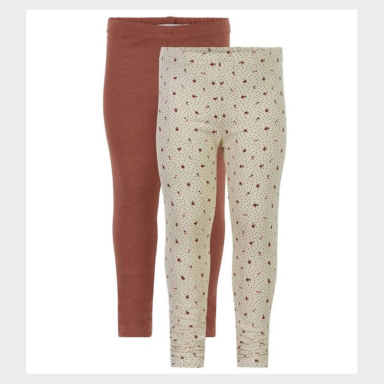 Minymo Leggings - 2-pak - Sheer Bliss/Brun