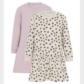 Minymo Kjole - 2-pak - Violet Ice/Creme m. Leopard