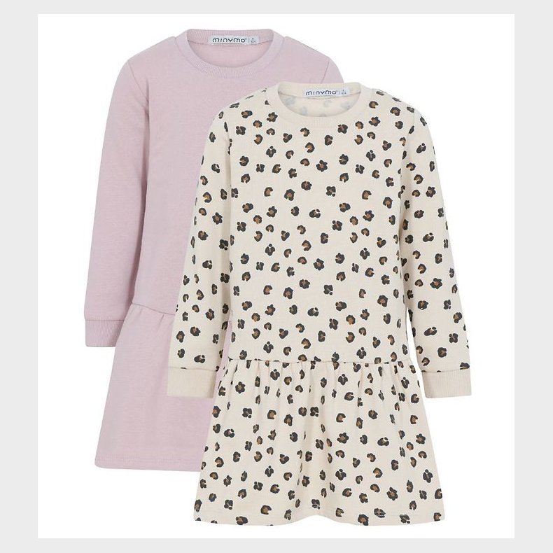 Minymo Kjole - 2-pak - Violet Ice/Creme m. Leopard