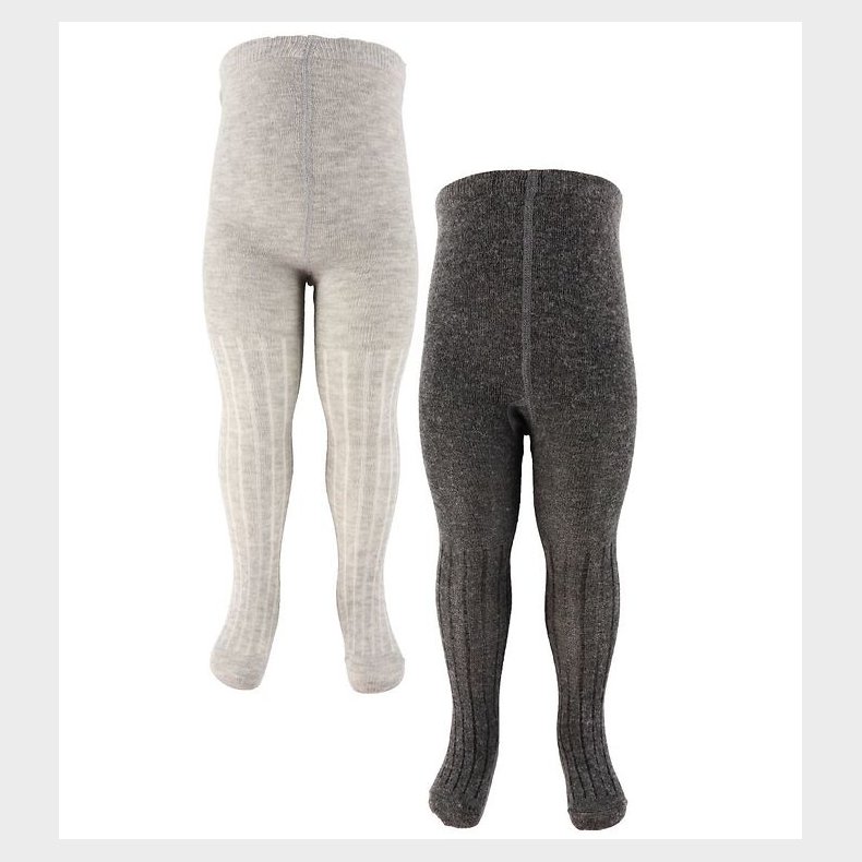 Minymo Str�mpebukser - Uld - Rib - 2-Pak - Grey Melange