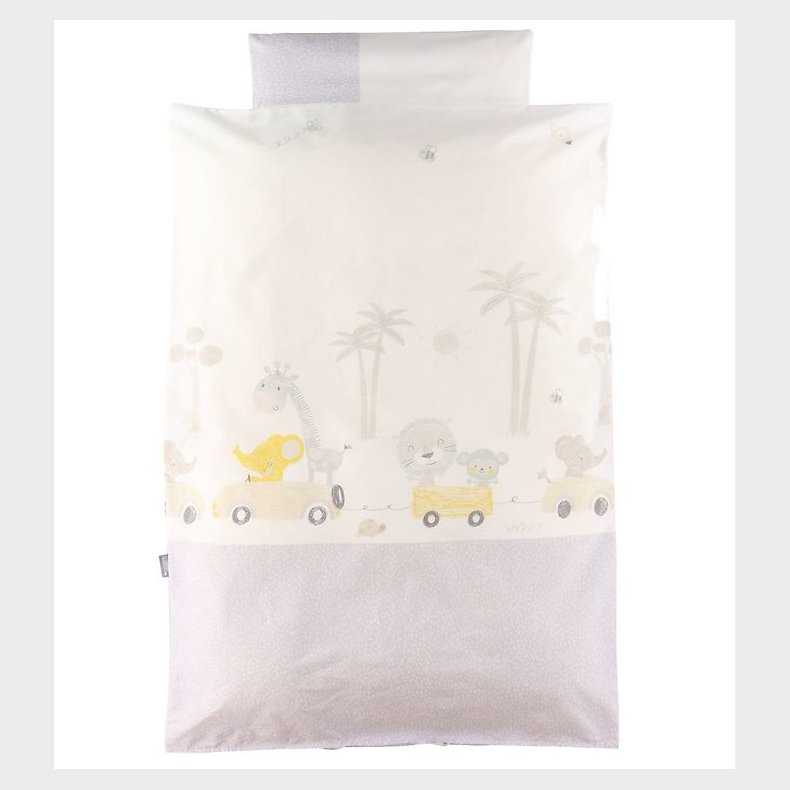 Nrgaard Madsens Sengetj - Junior - Hvid m. Gr-gule Dyr