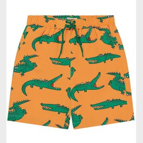 Stella McCartney Kids Badeshorts - Orange/Grn m. Krokodiller