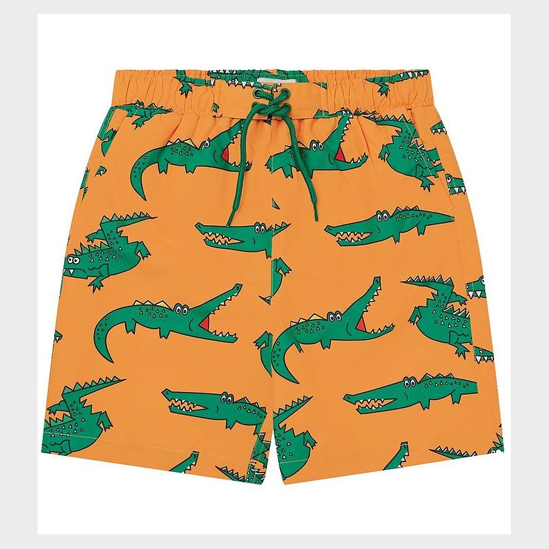Stella McCartney Kids Badeshorts - Orange/Grn m. Krokodiller