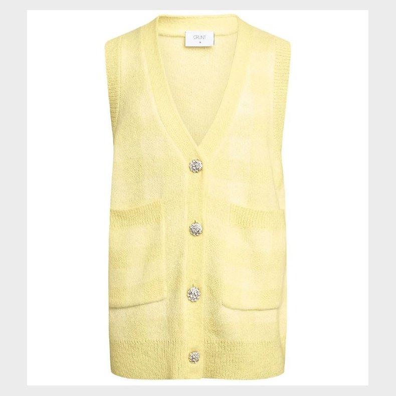 Grunt Vest - Strik - Mia - Gul m. Tern