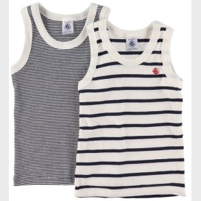 Petit Bateau Undertrjer - 2-pak - Hvid/Navystribet