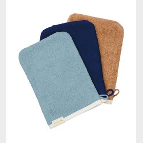 Fabelab Badehandske - 3-pak - Cottage Blue/Caramel/Midnight Blue