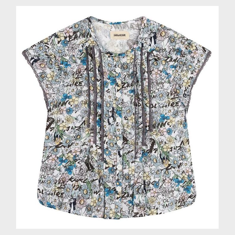 Zadig & Voltaire Top - Happy - Lysebl m. Blomster