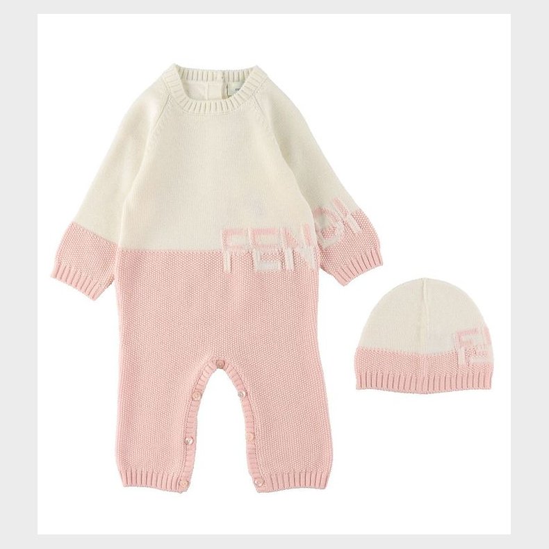 Fendi Heldragt/Hue - Uld - Hvid/Rosa