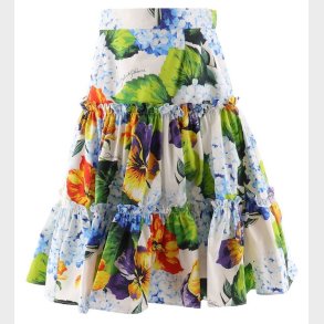 Dolce & Gabbana Nederdel - Renaissance - Hvid/Multifarvet m. Blo