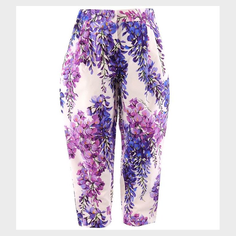 Dolce & Gabbana Bukser - Renaissance - Hvid/Lilla m. Blomster