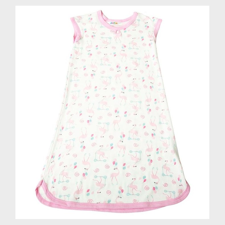 Joha Natkjole - Bambus - Hvid m. Flamingo