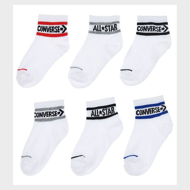 Converse Strmper - 6-pak - Quarter - Hvid m. Print