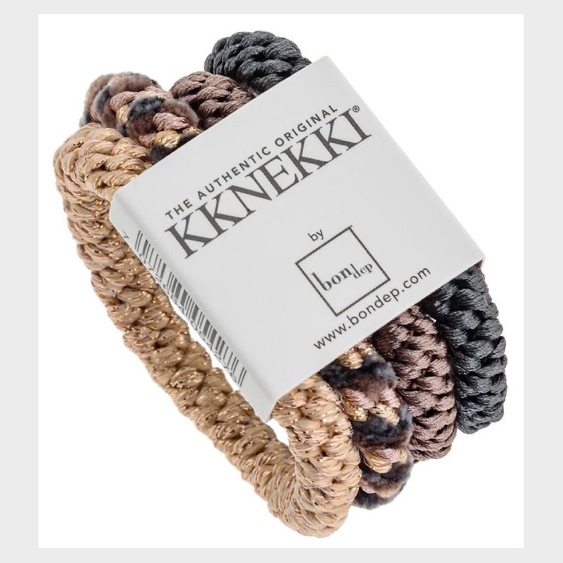 Kknekki Hrelastikker - 4-pak - Gr/Brun/Beige Glimmer Mix