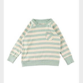 Katvig Bluse m. Lomme - Turkis/Beige Stribet