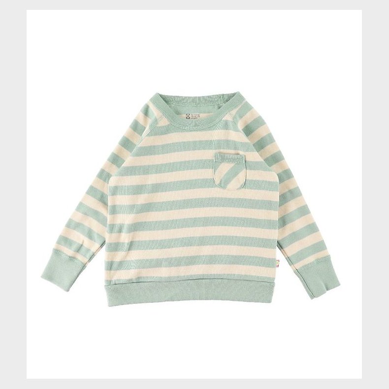 Katvig Bluse m. Lomme - Turkis/Beige Stribet