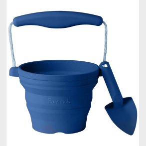 Scrunch Foldbar Spand m. Skovl - 11x9 cm - Midnight Blue