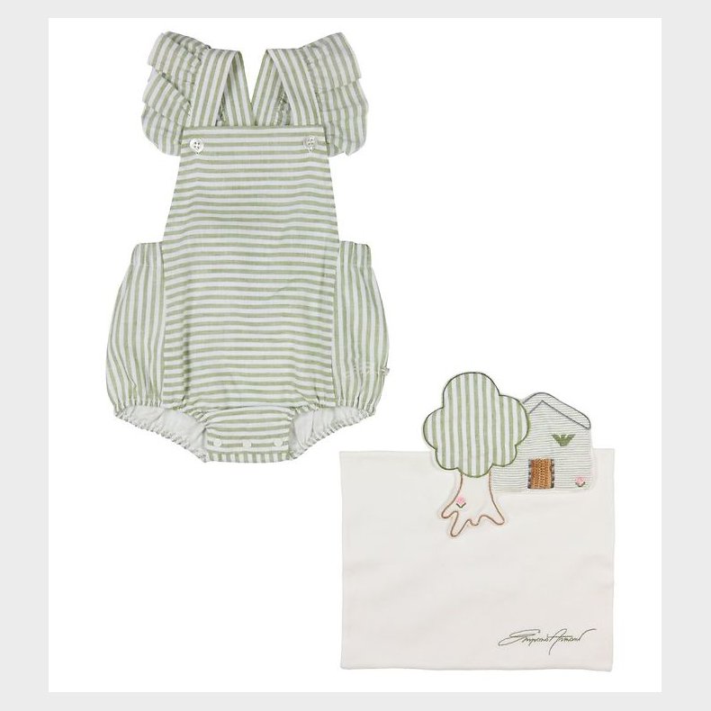 Emporio Armani Gaveske - Sommerdragt/Nusseklud - Grn/Hvidstrib