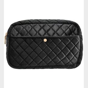 Fan Palm Toilettaske - Medium - Quiltet Velour - Black Velvet