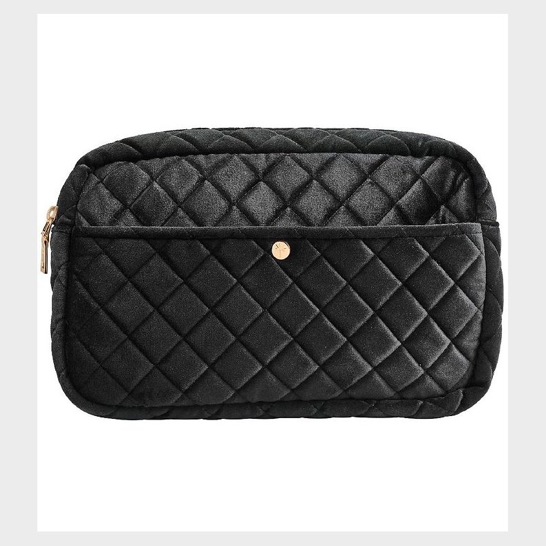 Fan Palm Toilettaske - Medium - Quiltet Velour - Black Velvet