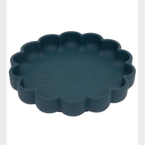 Petit Monkey Tallerken m. Sugekop - Silikone - Lion - Balsam Blu