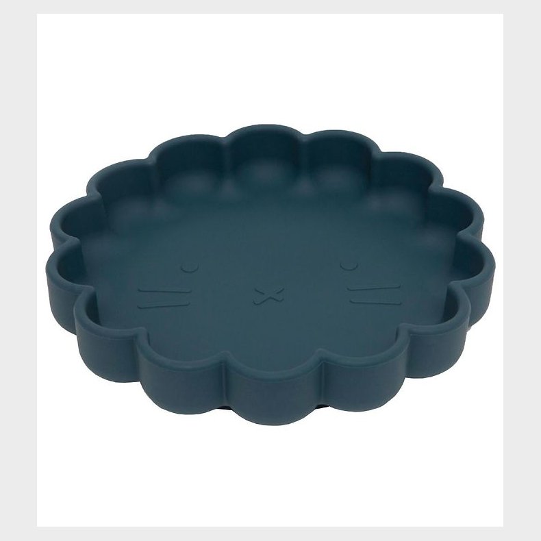 Petit Monkey Tallerken m. Sugekop - Silikone - Lion - Balsam Blu