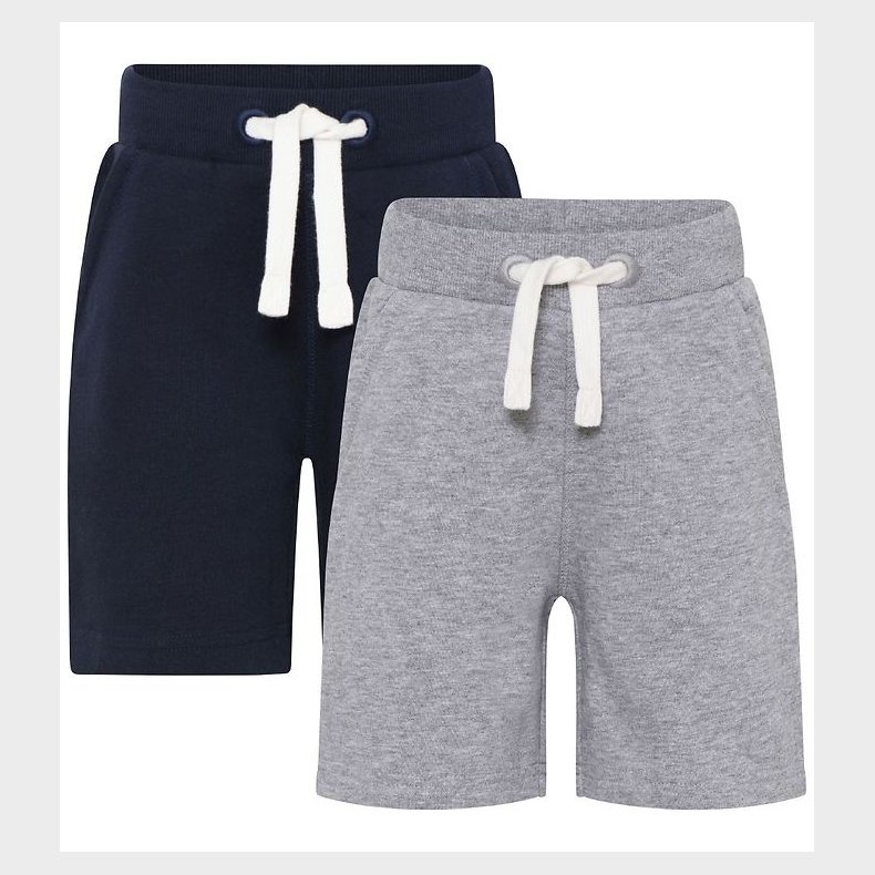 Minymo Shorts - 2-Pak - Grey Melange/Navy