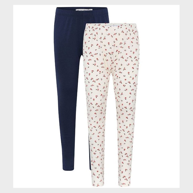 Minymo Leggings - 2-Pak - Offwhite/Navy