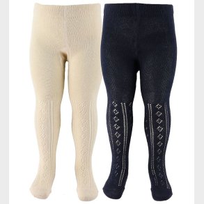 Minymo Str�mpebukser - 2-pak - Offwhite/Navy m. Hulm�nster