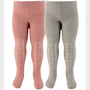 Minymo Str�mpebukser - 2-pak - Lysegr�meleret/Rosa m. Hulm�nster