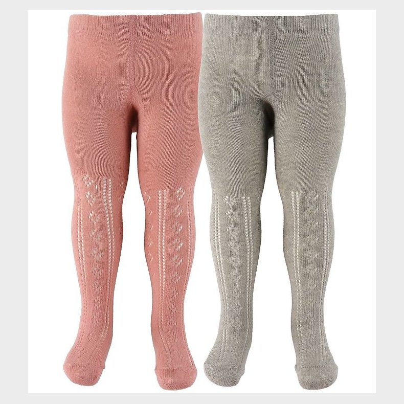 Minymo Str�mpebukser - 2-pak - Lysegr�meleret/Rosa m. Hulm�nster