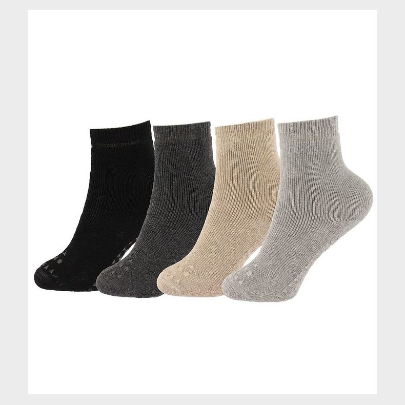 GoBabyGo Skridsikre Strmper - 4-Pak - Grey/Sand/Black