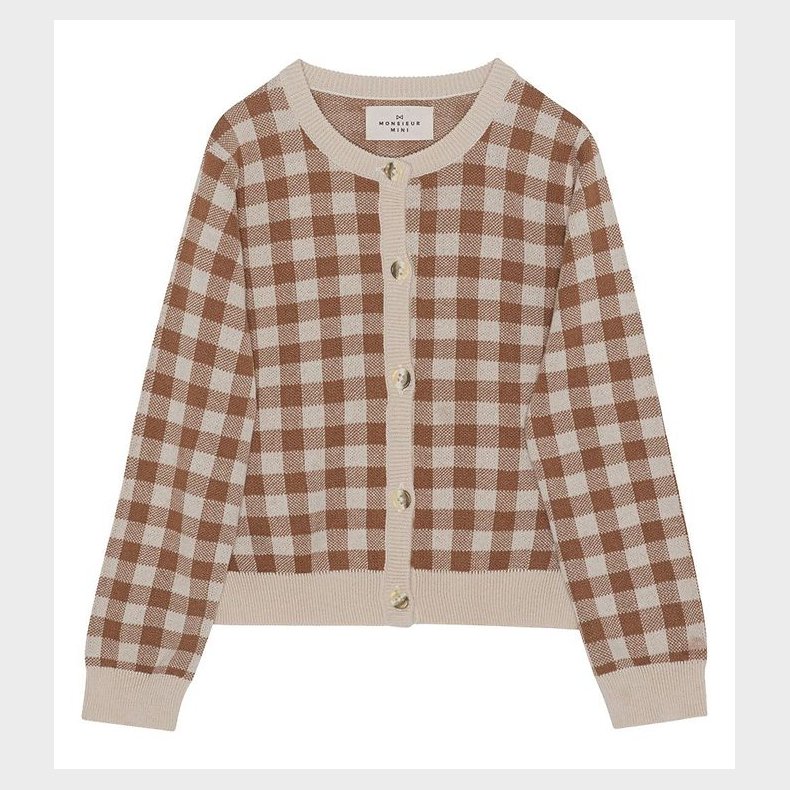 Monsieur Mini Cardigan - Gingham - Offwhite/Toffee
