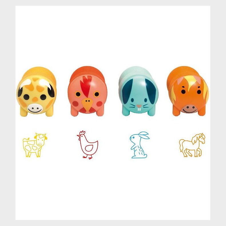 Djeco Stempels�t - 4-Pak - Farm Animals