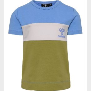 Hummel T-Shirt - HmlGlad - Block - Silver Lake Blue/Green Olive