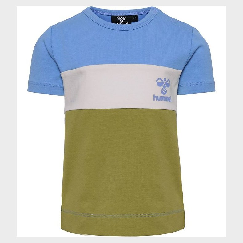 Hummel T-Shirt - HmlGlad - Block - Silver Lake Blue/Green Olive