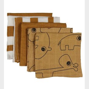 Done by Deer Vaskeklude - 5-pak - 30x30 cm - Deer Friends Mustar
