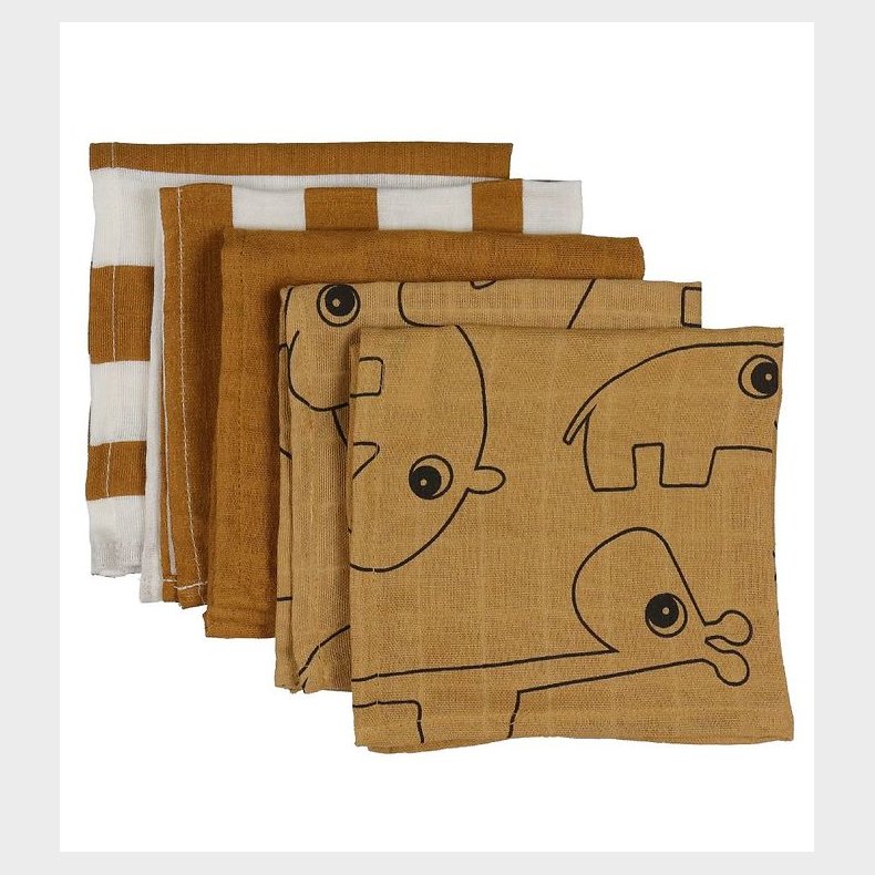 Done by Deer Vaskeklude - 5-pak - 30x30 cm - Deer Friends Mustar