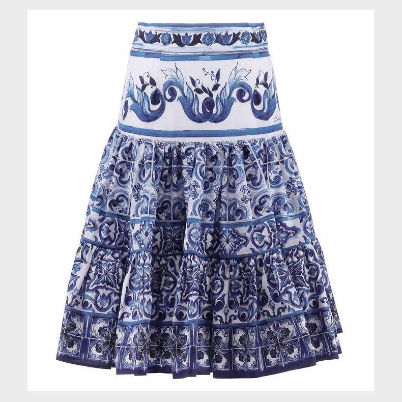 Dolce & Gabbana Nederdel - Blu Mediterraneo - Hvid m. Bl