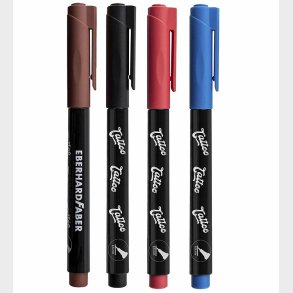 Eberhard Faber Tattoo Tusch m. Skabeloner - One-Liner - 4 Farver