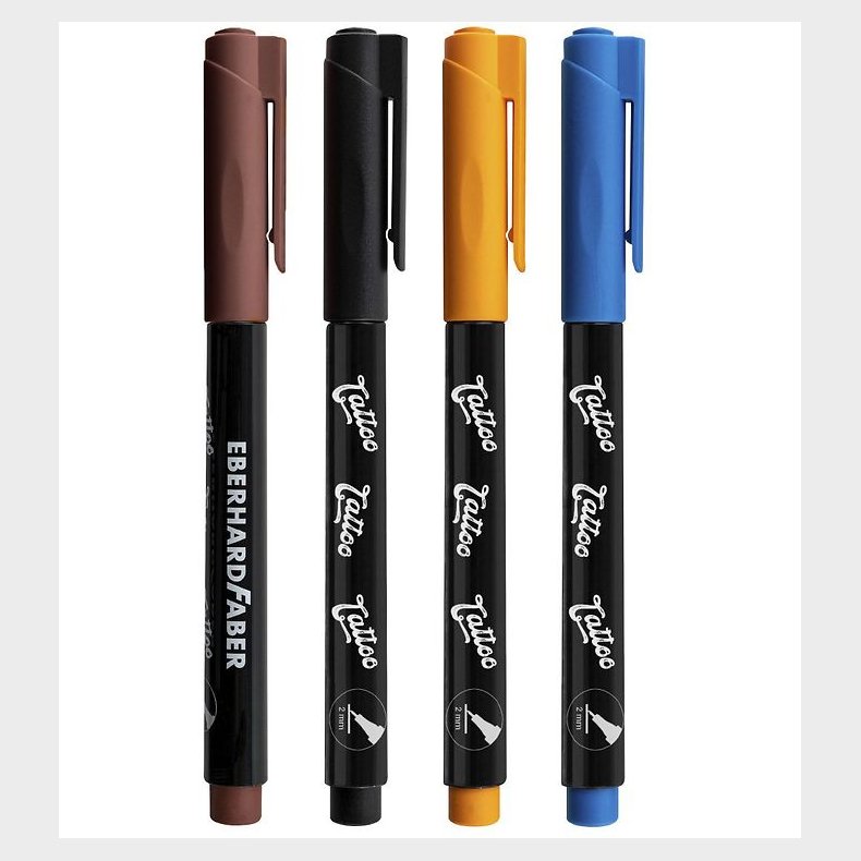 Eberhard Faber Tattoo Tusch m. Skabeloner - Beach - 4 Farver