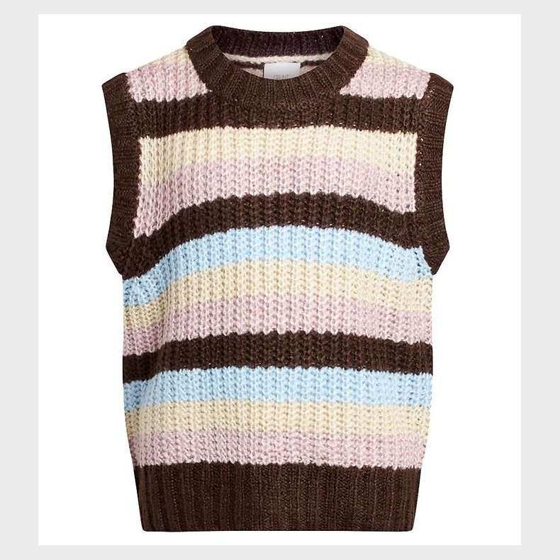 Grunt Vest - Strik - Martint - Sort/Beige/Rosa/Bl