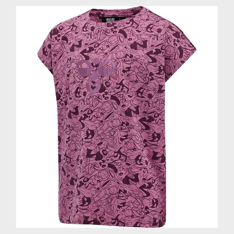 Hummel T-shirt - hmlSpace Jam Diez - Lilla m. Bordeaux