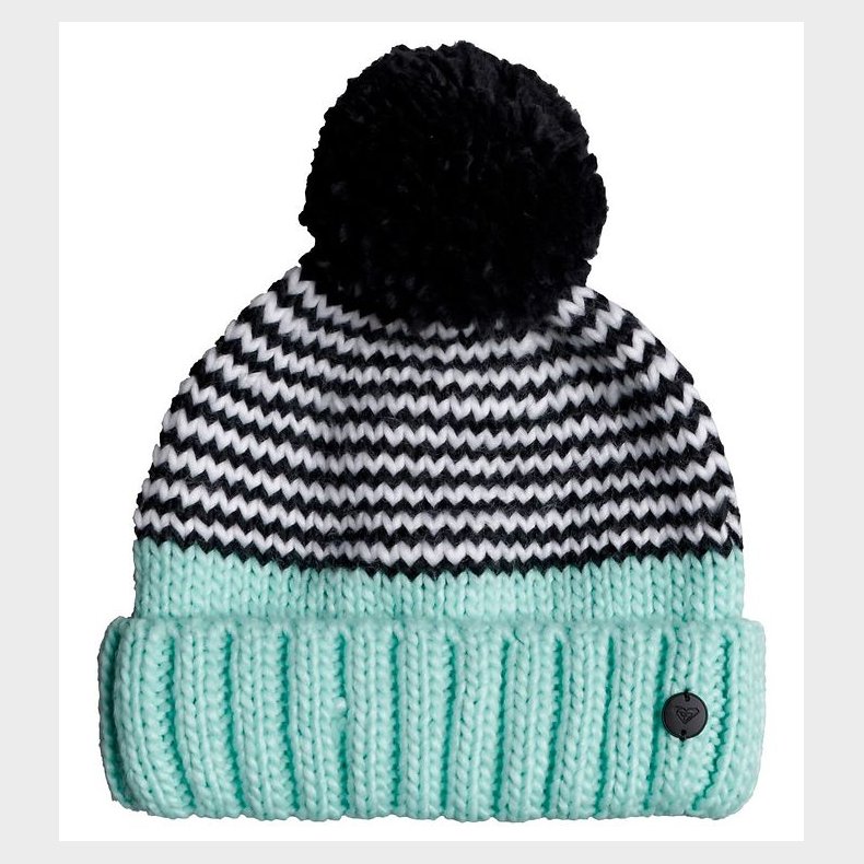 Roxy Hue - Strik - Frozenfall - Hvid/Sort/Turkis m. Kvast