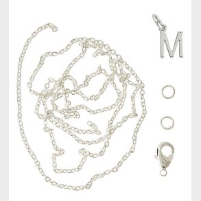 Me&My BOX Halskde m. Bogstav - M - Slvbelagt