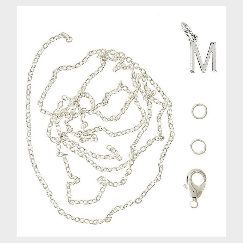 Me&My BOX Halskde m. Bogstav - M - Slvbelagt